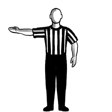 Basketball Referee delayed lane violation Hand Signal Retro