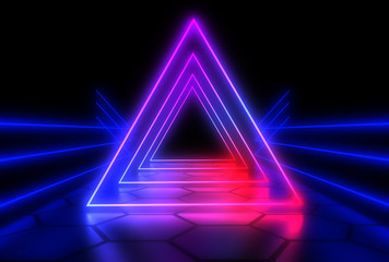 Fototapeta na wymiar 3D abstract background with neon lights . 3d illustration