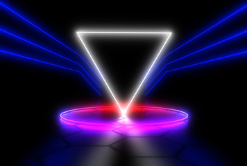 3D abstract background with neon lights . 3d illustration