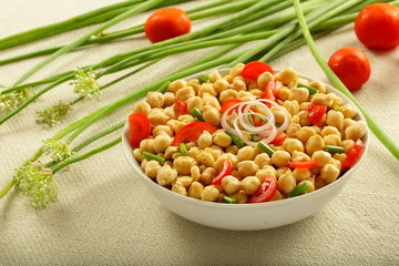 Homemade diet meal - organic chickpea salad 