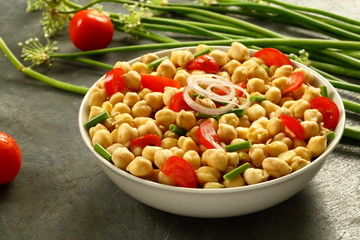 Organic chickpea fresh green salad 