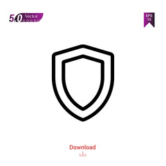 Outline Black shield icon. shield icon vector isolated on white background. miscellaneous-elements. Graphic design, mobile application, logo, user interface. EPS 10 format vector