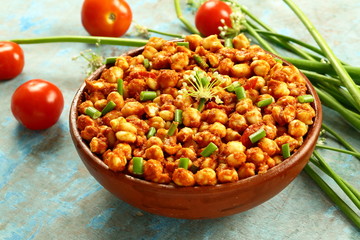 Healthy vegan diet food- chickpeas ,chole masala