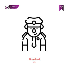 Outline Black policeman icon. policeman icon vector isolated on white background. city-park icons . Graphic design, mobile application, logo, user interface. EPS 10 format vector