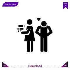 Black in-love icon  vector.  Best modern , simple, isolated, school-pictograms , logo, flat icon for website design or mobile applications, UI / UX design vector format