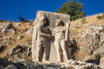 Handshake relief of Hercules and Antiochus in Arsemia ancient region