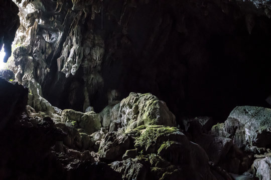 Inside the Pukham or Poukham cave in Vang Vieng, Laos