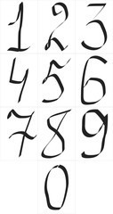 vector set of calligraphic acrylic or ink numbers. ABC for your design, brush lettering