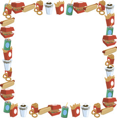 food and drinks pattern over white background vector illustration