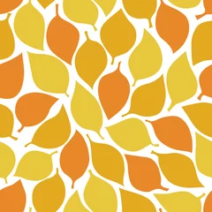 Wallpaper murals Orange Autumn leaves seamless pattern. Yellow and orange color leaves texture on the transparent background. Vector illustration.