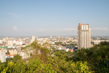 Fototapeta na wymiar Top view of Pattaya city, Thailand. Panoramic view of Pattaya