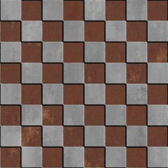 Metal ornamental background. Seamless pattern. Checkerboard.