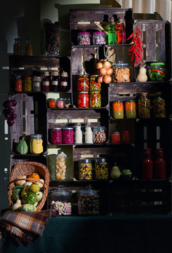 Jars With Pickled Vegetables