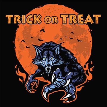  Werewolf Halloween Poster Character Design Vector Illustration Template