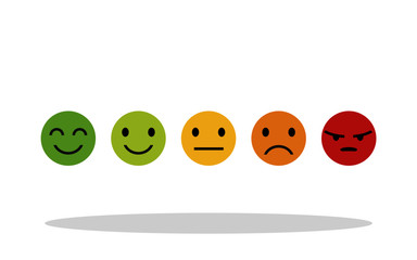 5 different emotions icon in flat style. Emotions symbol for your web site design, logo, app, UI Vector EPS 10. - obrazy, fototapety, plakaty