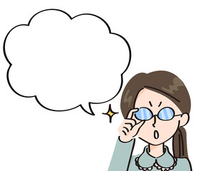 頭の良さそうな女子のアイコンと吹き出し