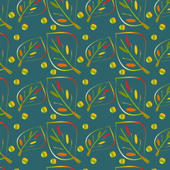 Abstract decorative seamless pattern of autumn leaves beautiful leaf fall rainbow colors