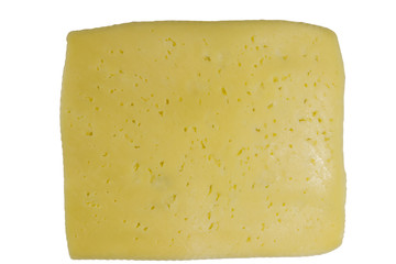 Slice of cheese isolated on white background