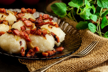 Potato dumplings stuffed with meat