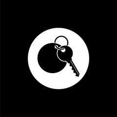 Room key isolated icon on black background