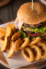 hamburger and french fries