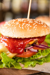 hamburger on a plate