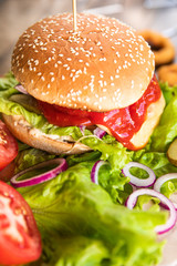 hamburger on a plate