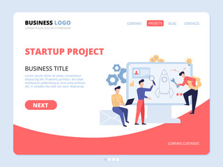 Startup project website landing page vector template