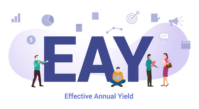eay effective annual yield concept with big word or text and team people with modern flat style - vector