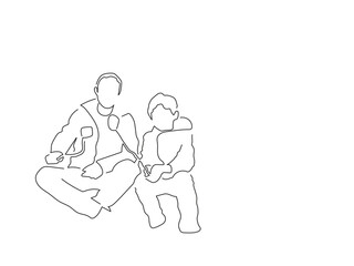 Camping line drawing, vector illustration design. Friends collection.