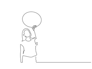 People holding banners line drawing, vector illustration design. Friends collection.