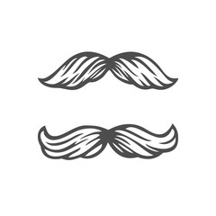 Stylized Mustaches icon on white isolated background. Template for logo, print and web design. Good for barbershop design and prostate cancer awareness symbol.