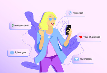 blonde woman with  phone selfie 