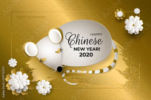 Happy Chinese New Year 2020 Year Of The Rat White Mouse With