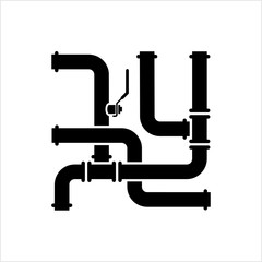 Pipe Icon, Pipe Fitting Icon, Water, Gas, Oil Pipeline, Plumbing Work
