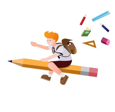 Student ride pencil, back to school concept illustration vector