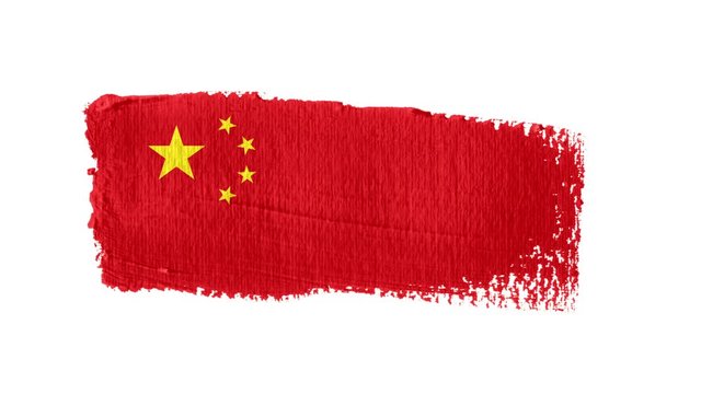 China flag painted with a brush stroke