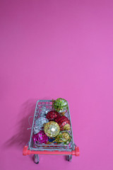 Christmas toys in shopping trolley