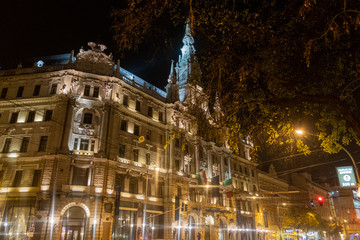Fototapeta na wymiar Lit facade at Budapest