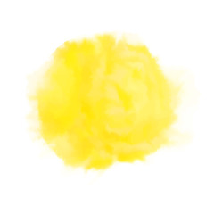 Vector yellow watercolor sun, isolated on white background. Illustration.