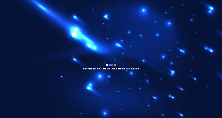 Shooting stars, neon color outer space vector background