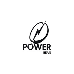 logo power bean, with seed coffee  vector and electric symbol
