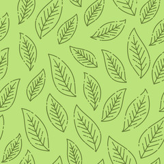 Naklejka na ściany i meble Abstract seamless pattern with falling leaves. Simple floral background. Template for wallpapers, site background, print design, cards, menu design, invitation. illustration.