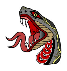 Image of angry, ready to sting snakes in old school style