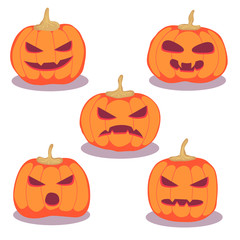 Pumpkin Cartoon Illustration Halloween Set