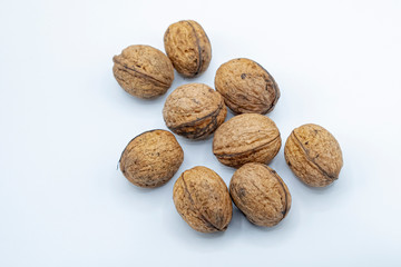 Organically grown nuts on a soft background