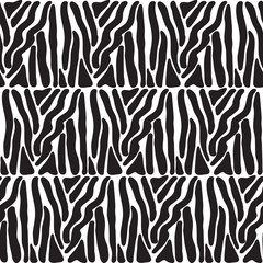 Abstract animal background in vector. Vector illustration of seamless zebra pattern. Stylized fashionable texture under animal print. Monochrome camouflage