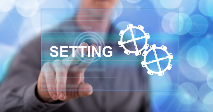 Man touching a setting concept