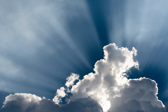 blue sky and clouds with sun light using as background or wallpaper concept.