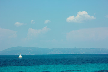 Fototapeta premium yacht on the blue sea in summer